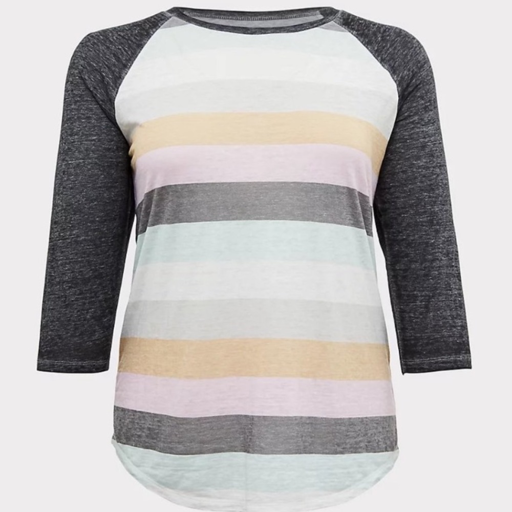 Torrid vintage burnout multi stripe raglan tee - Picture 3 of 7